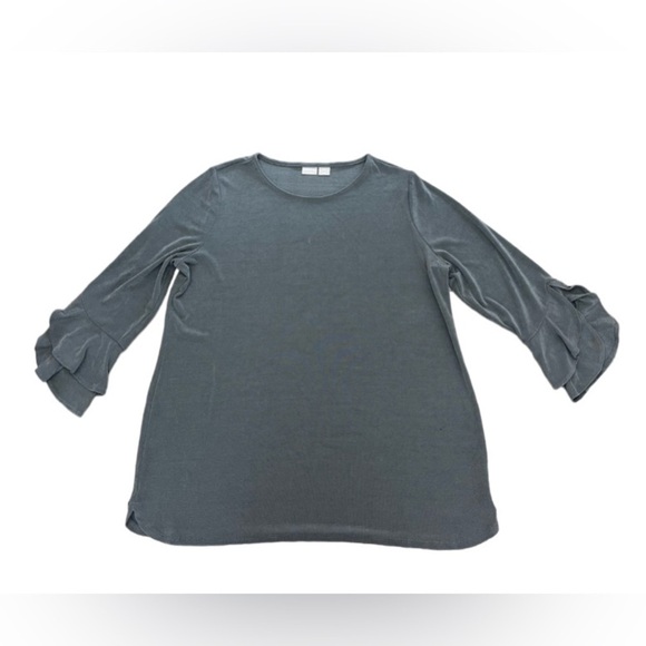 Chico’s Travelers Ruffle Bell Sleeve Wrinkle Resistant No Iron Blouse Sz 3 XL/16 - Picture 1 of 10